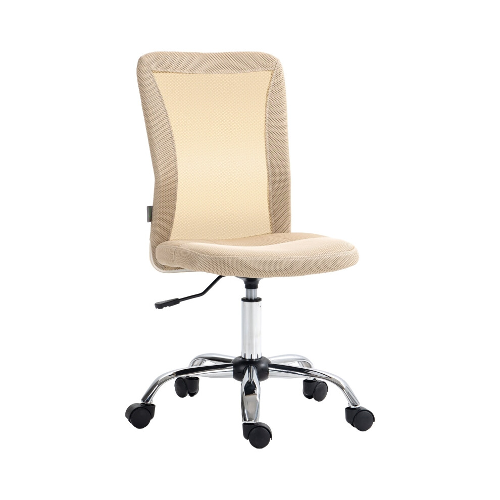 Mesh Office Desk Chair with Adjustable Height and Swivel Wheels Beige Armless Study Chair for Home and Office Use-image-OPC-PMFNBFP-NEW
