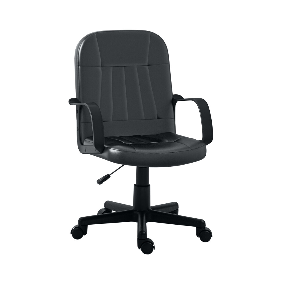 Swivel Executive Office Chair with PU Leather Adjustable Height & Wheels Black Comfortable & Durable Desk Seat-image-OPC-PMFNBT7-NEW