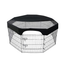 Pet Playpen Cover 24 Inch Octagonal Mesh Fence 8 Panels Sun Protection Waterproof Top Cover For Dog Playpen