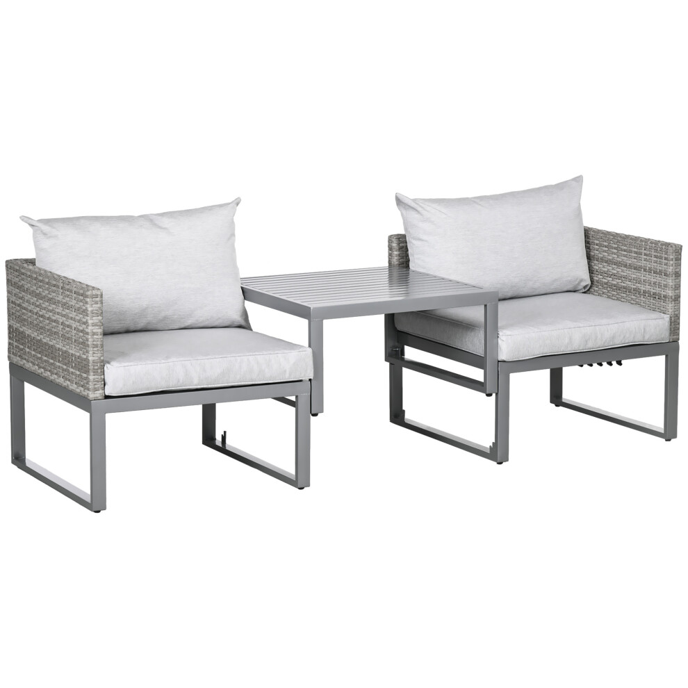 Outdoor Rattan Garden Set 3-in-1 with Rising Table and Washable Cushions Adjustable 3-Seater Sofa for Balcony Patio Grey-image-OPC-PMFNRYF-NEW