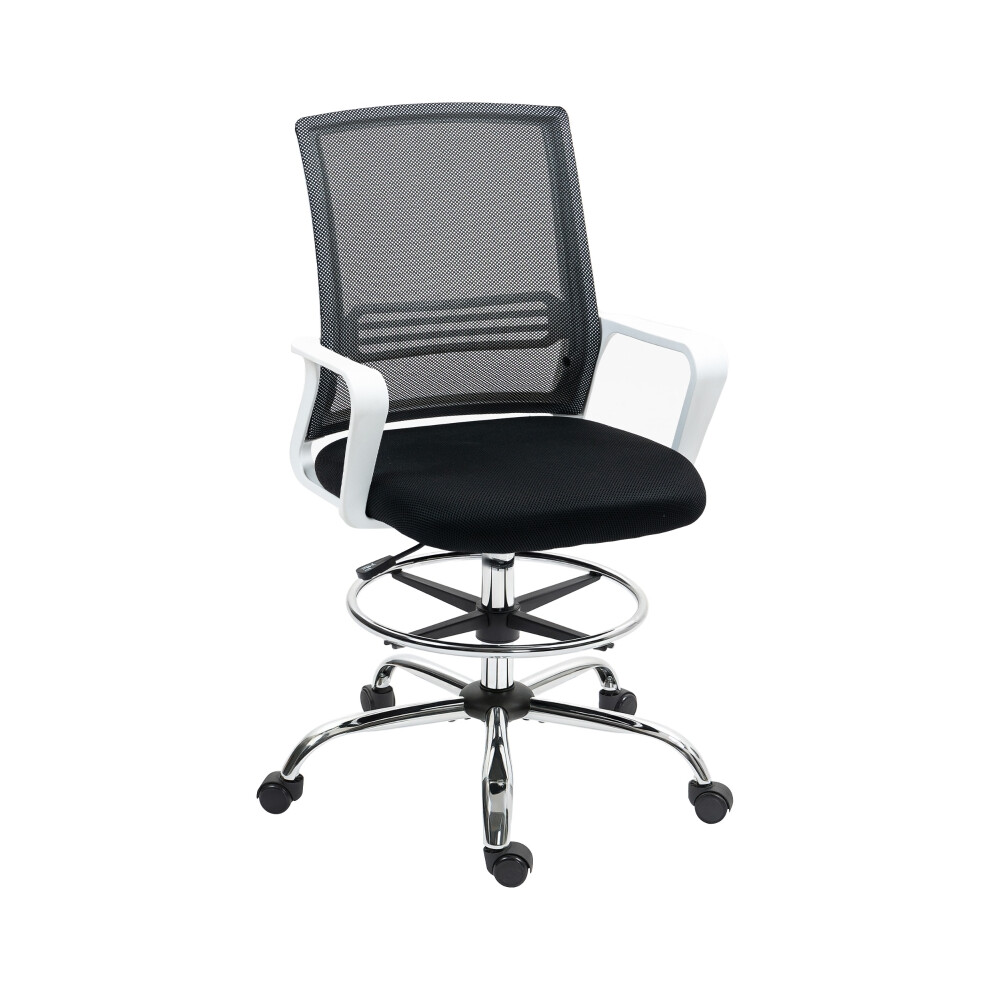 Drafting Chair with Lumbar Support Ergonomic Mesh Office Chair Adjustable Foot Ring Black - HOMCOM Draughtsman Chair-image-OPC-PMFNS6H-NEW