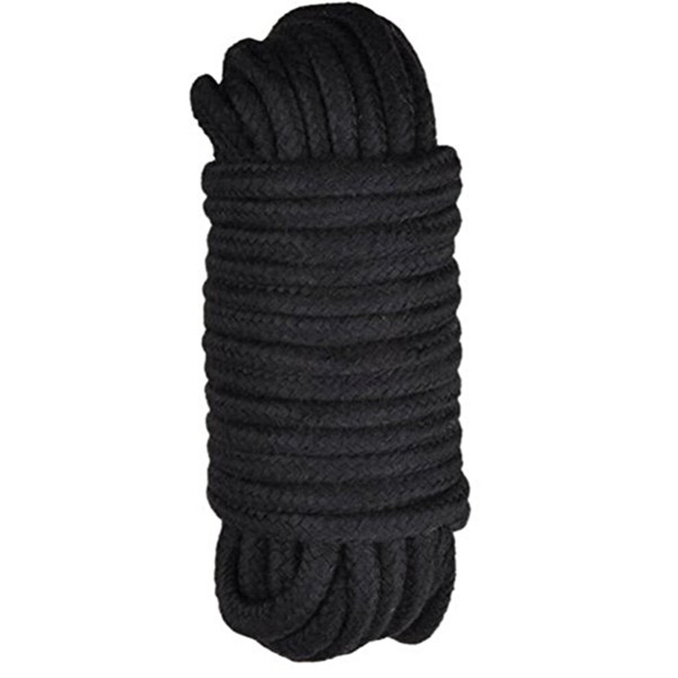 Black Bdsm Bondage Rope 8Mm Cotton, 32 Ft / 10 M, Soft Braided Twisted Rope, For Couples Restraints