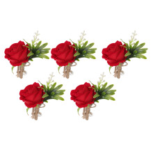 5 Stück Rote Plastik-Hochzeitsboutonniere-Nadeln 13x8CM Corsagen für Braut & Bräutigam
