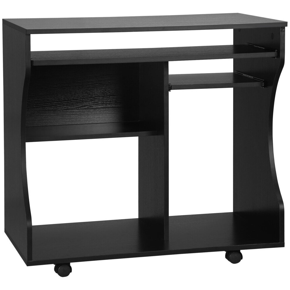 Compact HOMCOM Multi-Storage Work Desk with Wheels â Black Mobile and Space-Efficient Office Solution-image-OPC-PMFNT68-NEW