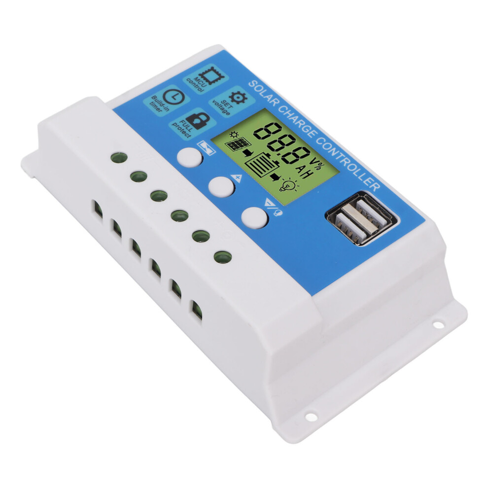 Pwm Solar Charge Controller 20A 12V/24V Lcd Usb White 4631354871044