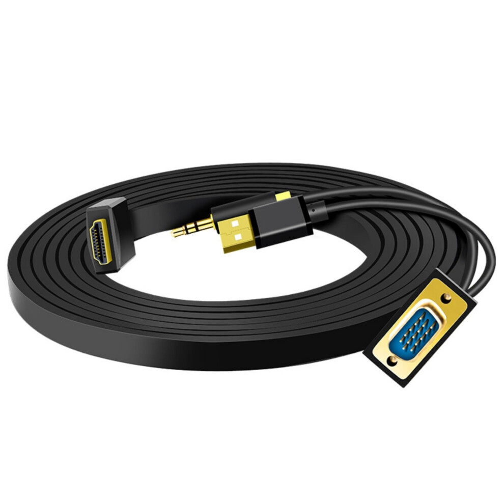 1080P Pc Computer Hdtv To Vga Video Converter With 3.5Mm Usb Male To Male Adapter 2M Cable For Laptop Monitor Projector 9084446608182