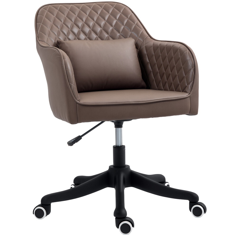 Comfortable Microfiber Desk & Vanity Chair with Massage Lumbar Cushion Brown Wheels Ideal for Home Office & Bedroom Setup-image-OPC-PMFNVTN-NEW
