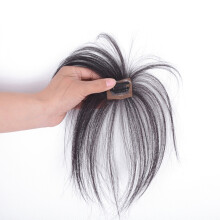 Dark Brown 3D Human Hair Bangs Clip, 23cm Length, Real Hair