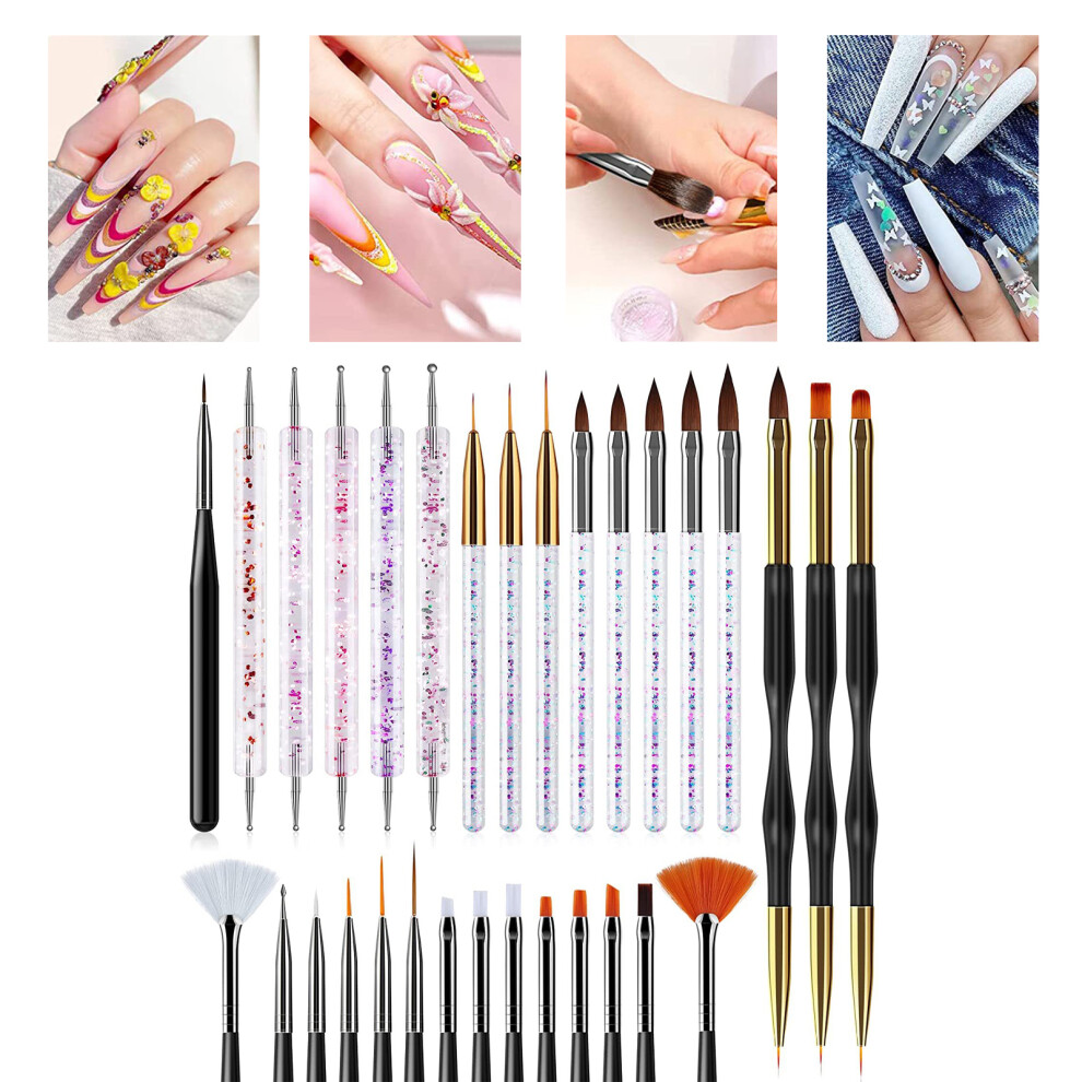 Salon-Quality 31pcs Nail Art Brushes for Drawing & Striping Designs