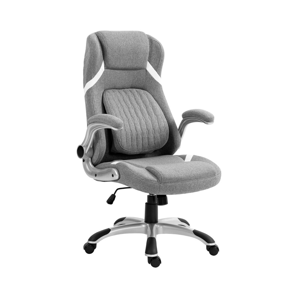 Linen-Look Office Chair with Adjustable Height and Tension Grey Ergonomic Desk Chair for Comfortable Workdays-image-OPC-PMFNX28-NEW