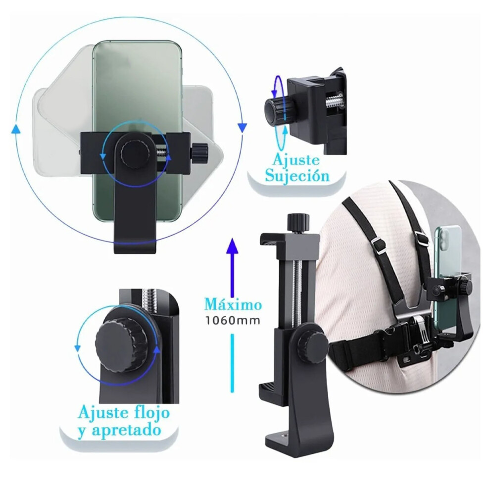Adjustable Chest Strap Mount For Phones & Action Cams - Skiing Climbing 9371354889346