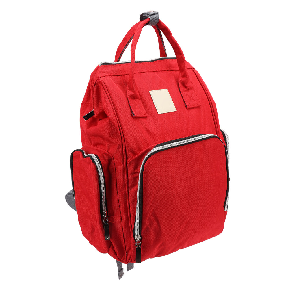 Large Waterproof Diaper Backpack, 26x15x41cm, Red, Multi Pockets