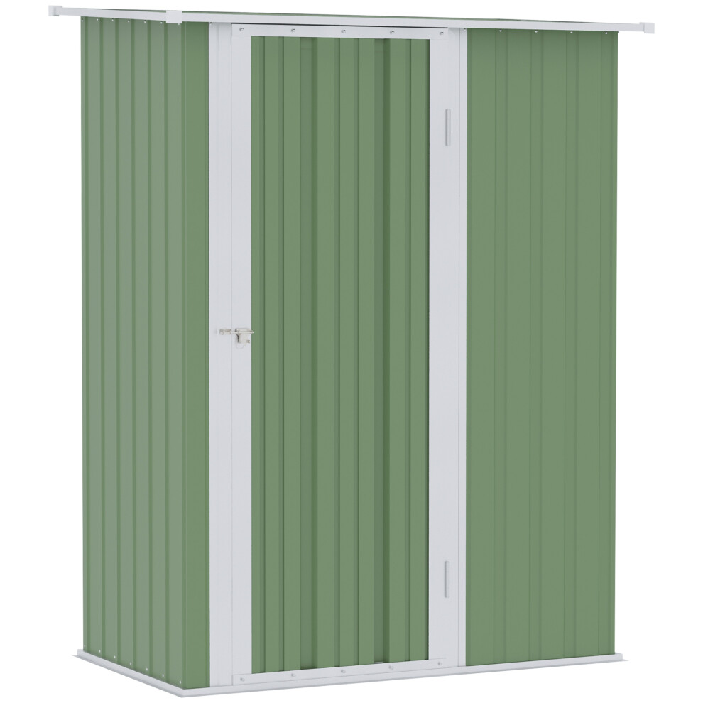 Metal Garden Storage Shed 5ft x 3ft Light Green Lockable Outdoor Tool Store with Sloped Roof-image-OPC-PMFNZVG-NEW