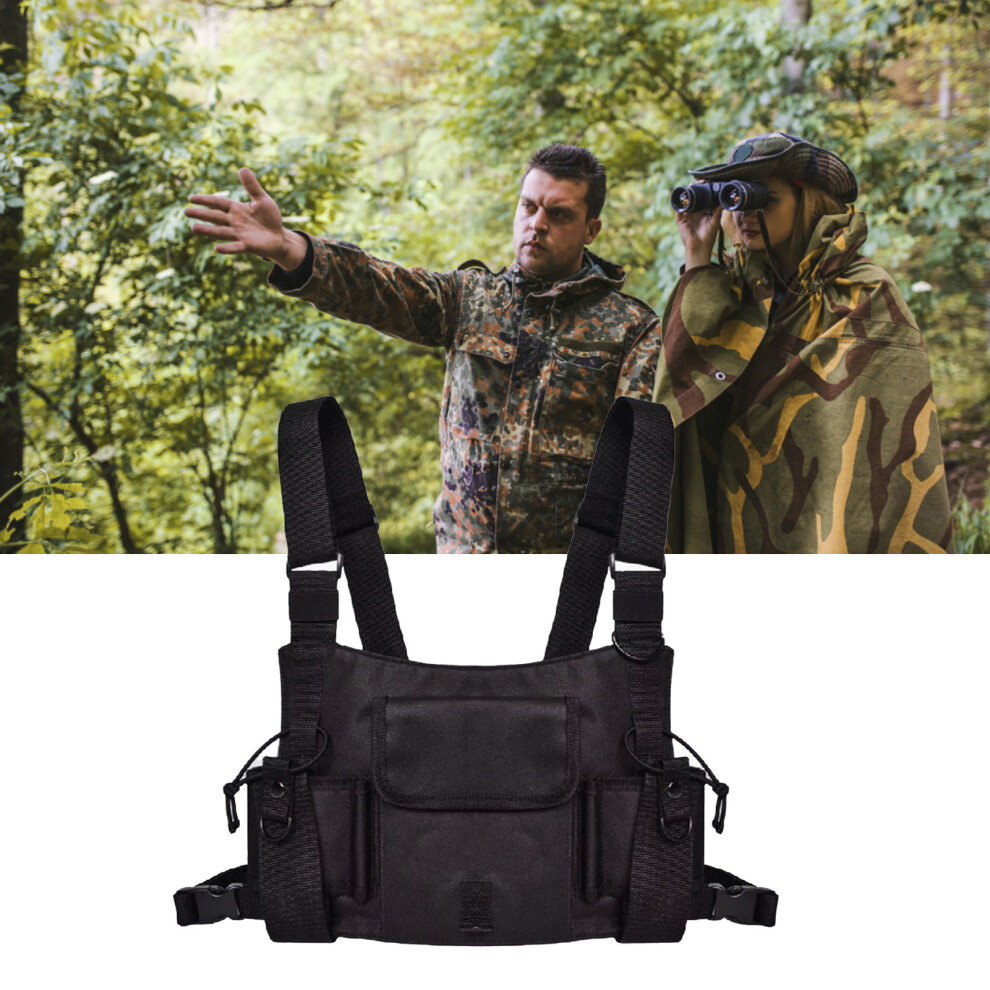 Black Polyester Chest Harness Rig Bag with Large Pocket for Rescue Outdoor Public Security-image-OPC-PMFP22J-NEW