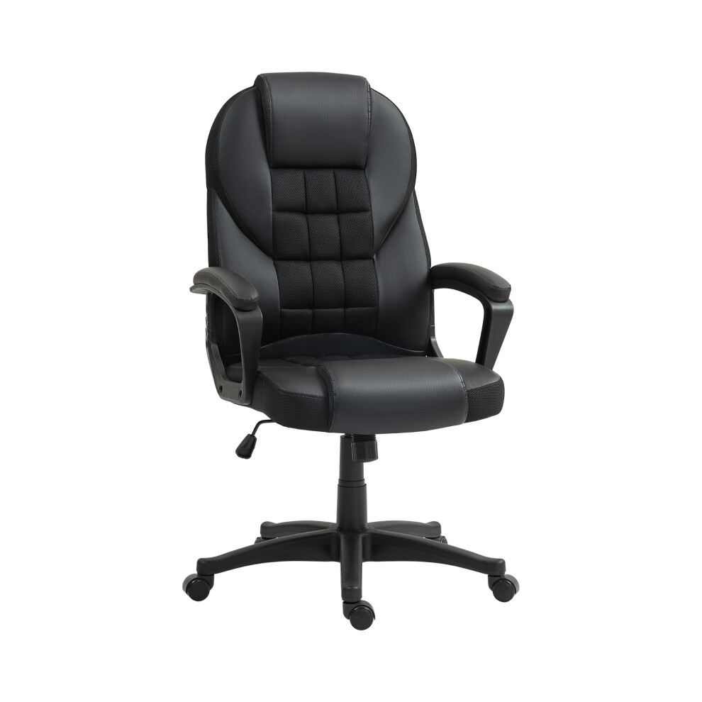 Black Faux Leather Executive Office Chair with Padded Seat Adjustable Height and 360 Swivel for Professional Use-image-OPC-PMFP29J-NEW