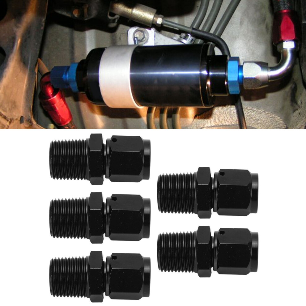 5 Pcs 6An Female To 3/8 Npt Male Aluminum Adapter Hose Fitting Black 3241354910011