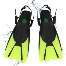 Snorkel Fins Adjustable Open Heel Short Fins Size 34-38 For Swimming And Snorkelling Children And Adults Unisex Green