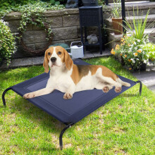 Hundebett Garten Hundeliege Liegeplatz draußen Hundesofa Grau 110 x 80 x 18 cm Metall