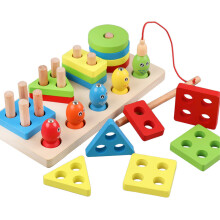 Holzklötze Angelspiel Sortierspielzeug – 2 in 1, 10x21cm Brett