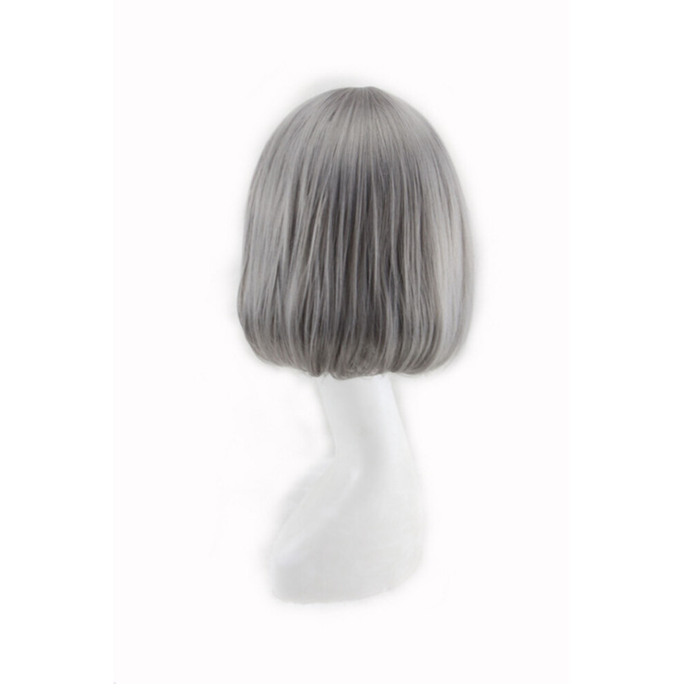 Unisex Gray Short Hair Wig Heat Resistant Synthetic Breathable Cosplay