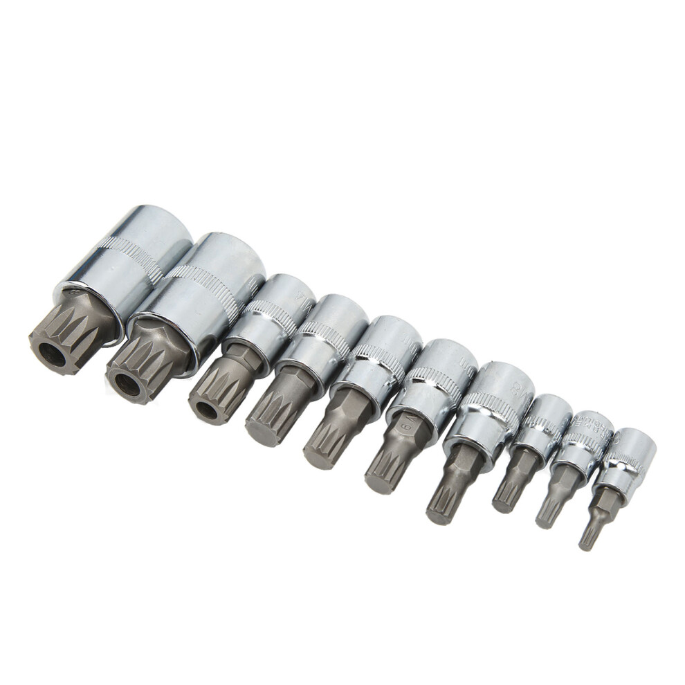 10Pcs Triple Square Spline Bit Set For Car, M4-M18, Steel 6911354956919