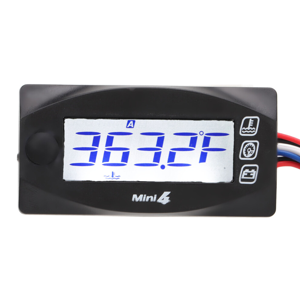 Digital Motorcycle Thermometer 4-In-1 Dc12v, Temp/Rpm/Volt/Time, 60X30mm 7891354958924