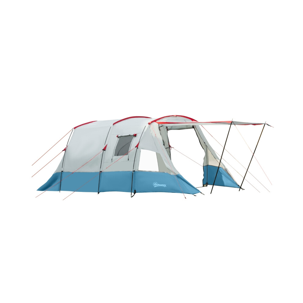 Camping Tent for 6-8 Persons with Bedroom & Living Room Sewn-in Floor 3 Doors Carry Bag 2000mm Water Column Blue-image-OPC-PMFPKFR-NEW