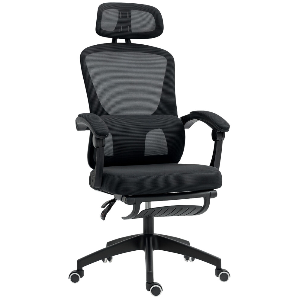High Back Mesh Office Chair with Footrest Adjustable Lumbar & Head Support Reclining Swivel Computer Chair for Home Use Black-image-OPC-PMFPMTC-NEW