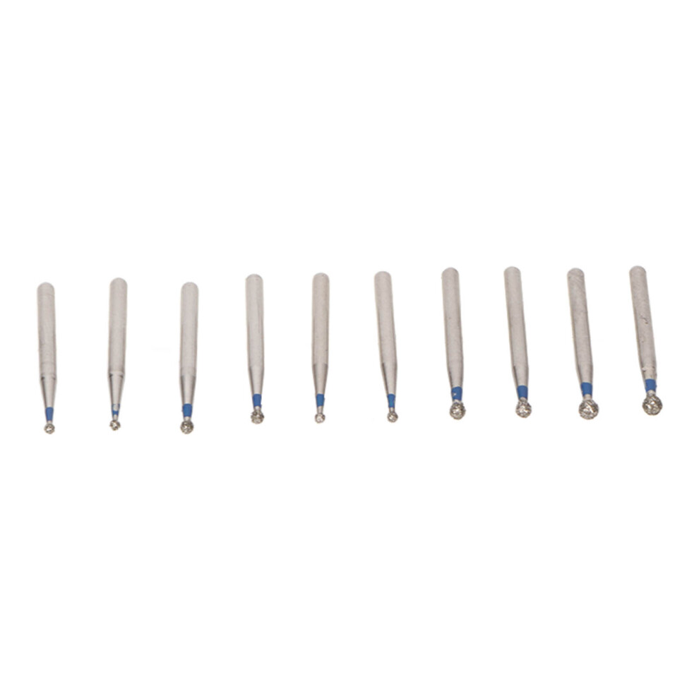 10pcs Stainless Steel Spherical Dental Burrs for Precision Drilling & Polishing
