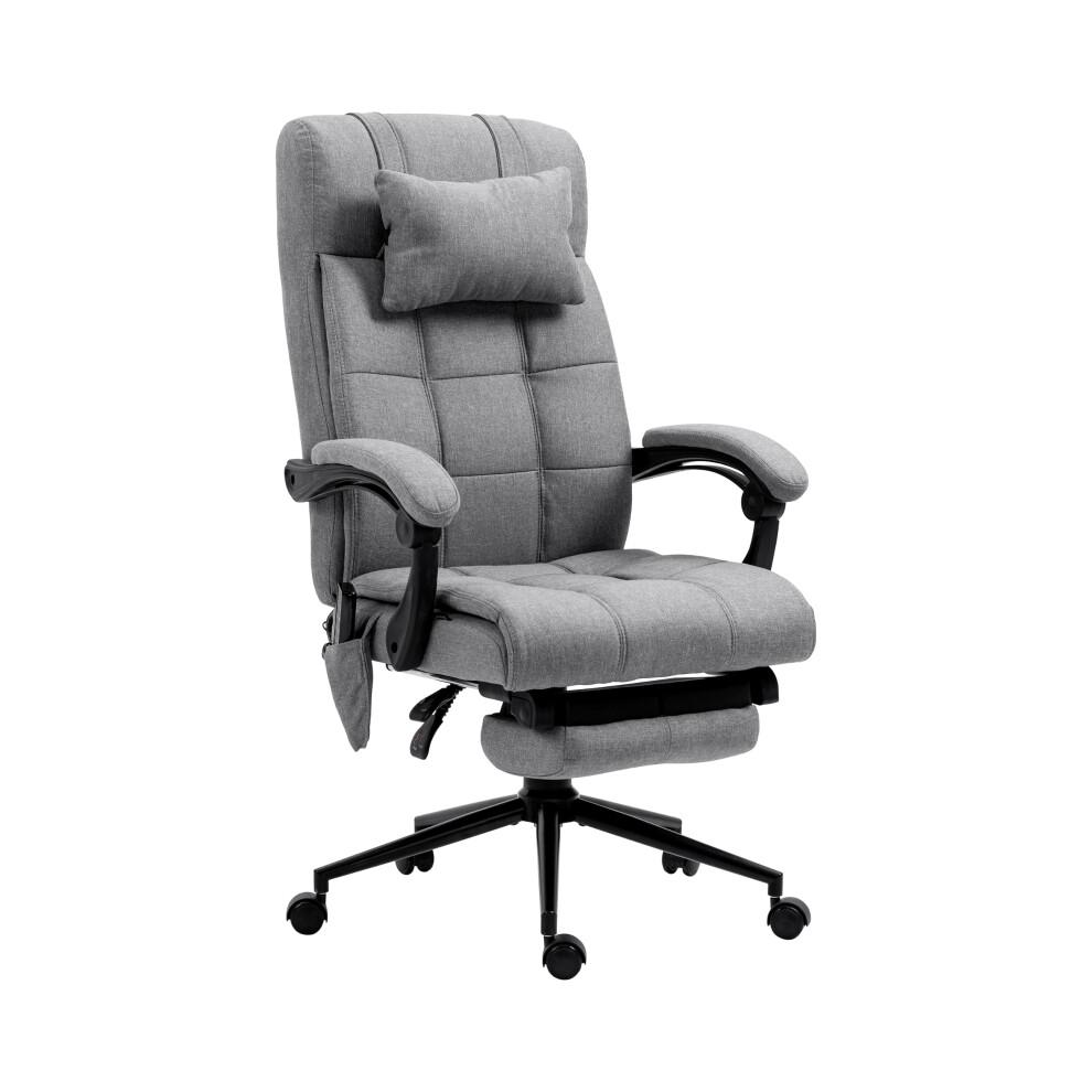 Grey Office Chair with 6-Point Vibration Massage & Heating Adjustable Head Pillow & Footrest for Comfortable Work-image-OPC-PMFPNCG-NEW