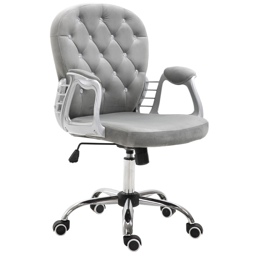 Office Chair Velvet Swivel Desk Chair with Adjustable Height and Rolling Wheels Grey Comfortable Home Work and Study Seat-image-OPC-PMFPNMJ-NEW