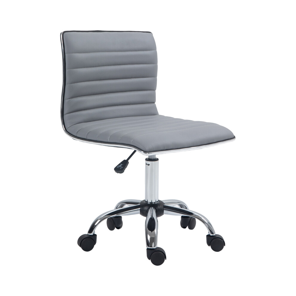 Office Swivel Chair PU Leather Armless Mid-Back with Chrome Base Adjustable Height Light Grey Comfortable & Modern Design-image-OPC-PMFPNMV-NEW
