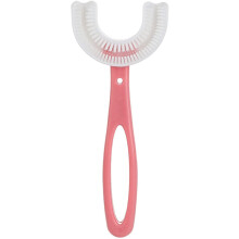 All Rounded Children U Shape Toothbrush For Kids 360 Degree Cleaning Ages 6-12 Pink 1 Count