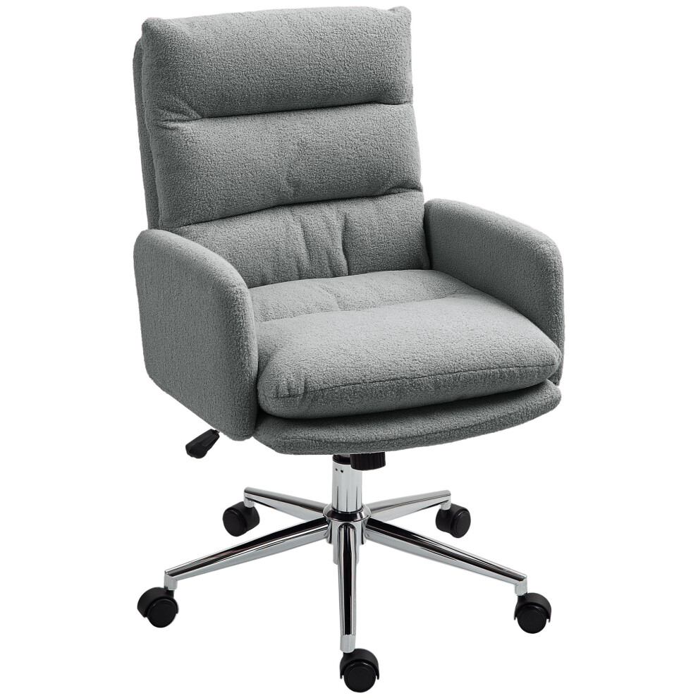 Grey Sherpa Fleece Office Chair 91-99cm Height Adjustable Comfortable Swivel Seat for Home & Office Use-image-OPC-PMFPPCY-NEW
