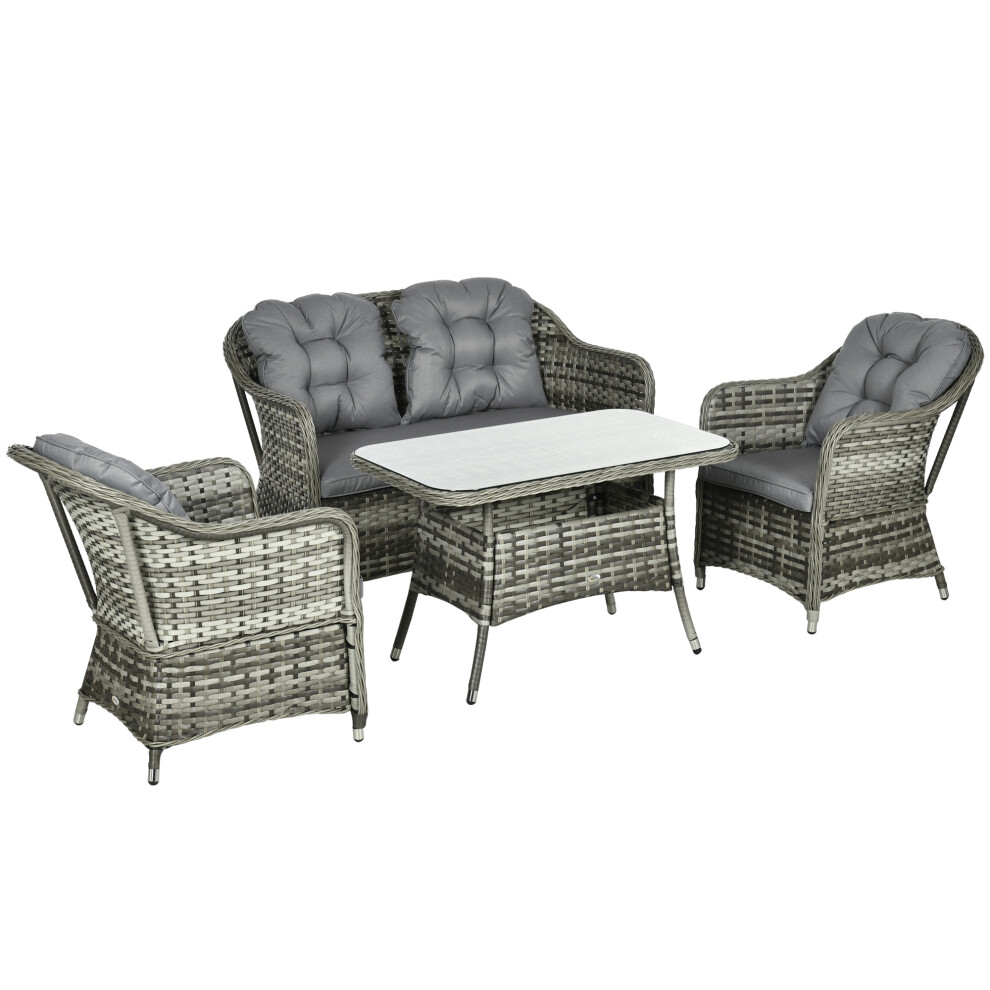 4-Piece Rattan Garden Set with Glass Top Table - Grey Outdoor Lounge Furniture for Patio and Garden-image-OPC-PMFPPJV-NEW