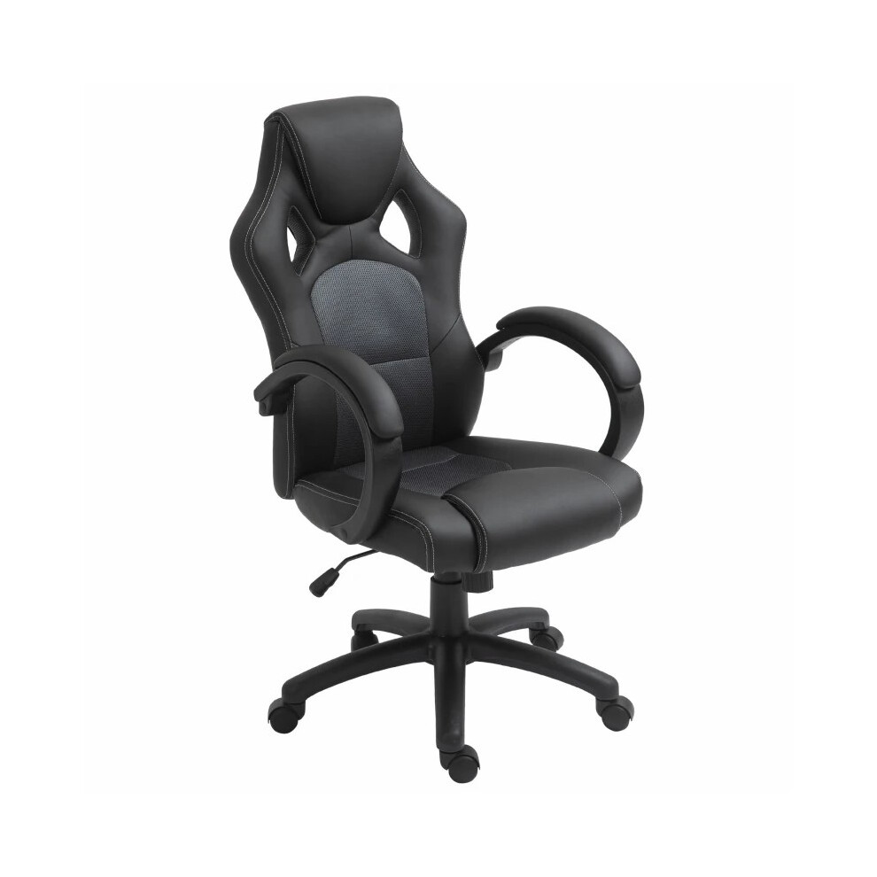 Faux Leather Office Chair with Wheels and Armrests Swivel Desk Chair for Home Office Use Black-image-OPC-PMFPQD5-NEW