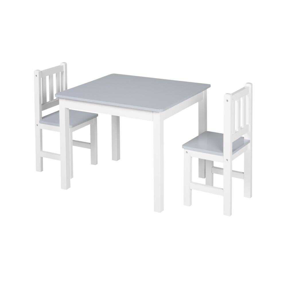 Preschool Kids Table and Chairs Set 3-Piece Grey Plastic Desk with 2 Chairs for Indoor Learning Play and Rest for Toddler Kids-image-OPC-PMFPQJN-NEW