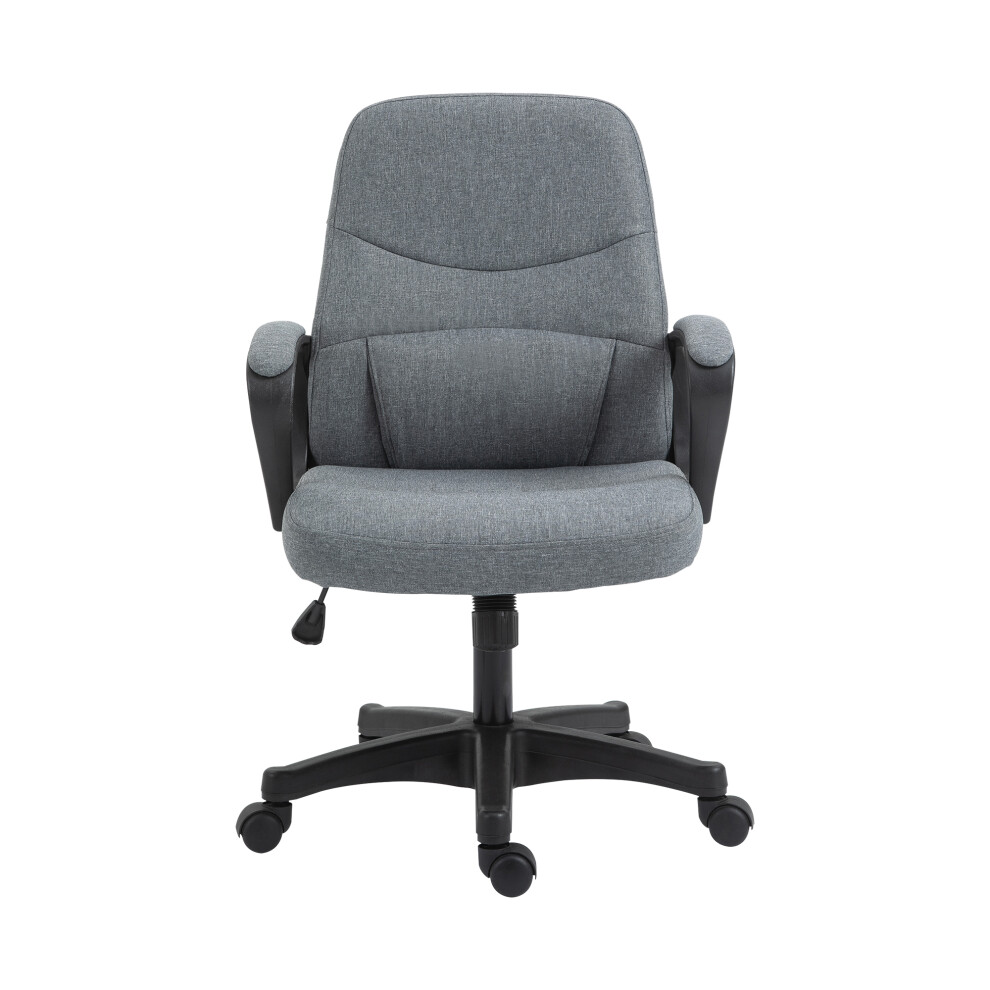 Comfortable Fabric Office Chair with Massage Lumbar Support Adjustable Height Swivel Wheels Grey Mid Back Work & Study Seat-image-OPC-PMFPQPF-NEW