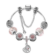 Silver Tree of Life Bracelet-Blue Murano Bead
