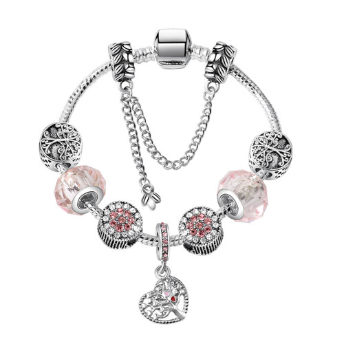 Silver Tree of Life Bracelet-Blue Murano Bead