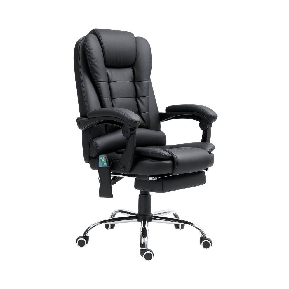 PU Office Chair with Massage & Heat Adjustable Height Footrest Reclining & Swivel Black Comfortable Desk Seating-image-OPC-PMFPS8J-NEW