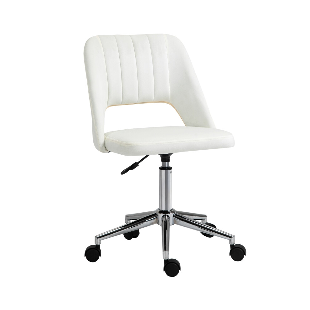 Office Chair Cream White Armless Velvet-Feel Seat for Comfortable Work & Study Stylish Contemporary Design-image-OPC-PMFPSGZ-NEW