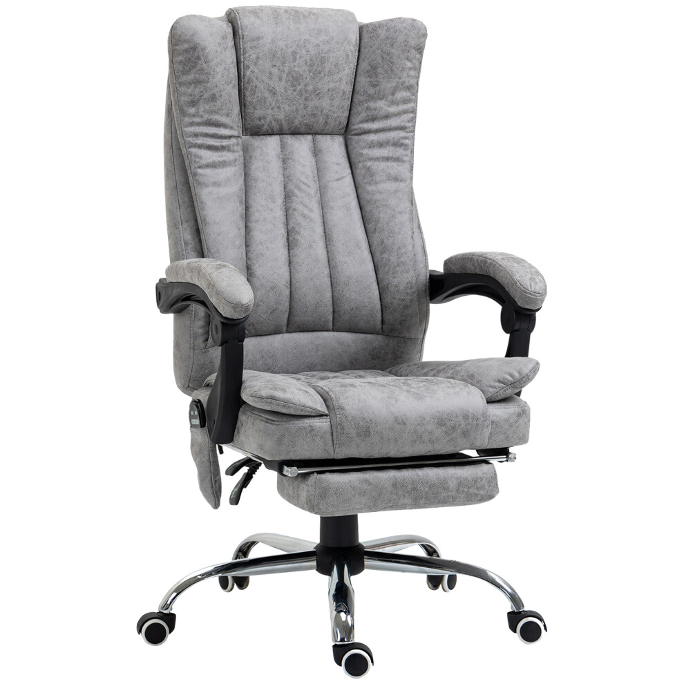 Reclining Office Chair with Massage & Heat Microfibre Material Footrest Adjustable Height & Swivel Grey for Home & Office-image-OPC-PMFPTYJ-NEW