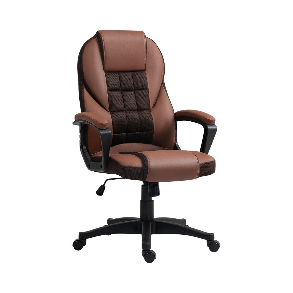 Ergonomic Brown Faux Leather Office Chair with Adjustable Tilt Padded Backrest and Sturdy Base for Comfortable Work Environment-image-OPC-PMFPV2G-NEW