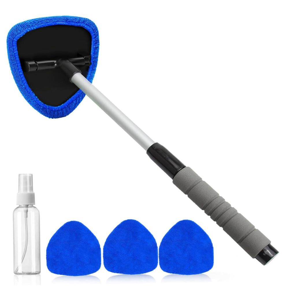 Windscreen Cleaner Tool 180-Degree Rotating Head Extendable With 4 Reusable Pads Car Demister Window Cleaning Kit For Suv Rv Truck 9354506531959
