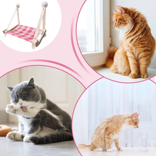 Hanging Cat Bed Window Hammock For Large Cat Foldable Window Mounted Perch With 4 Suction Cups Pink 2