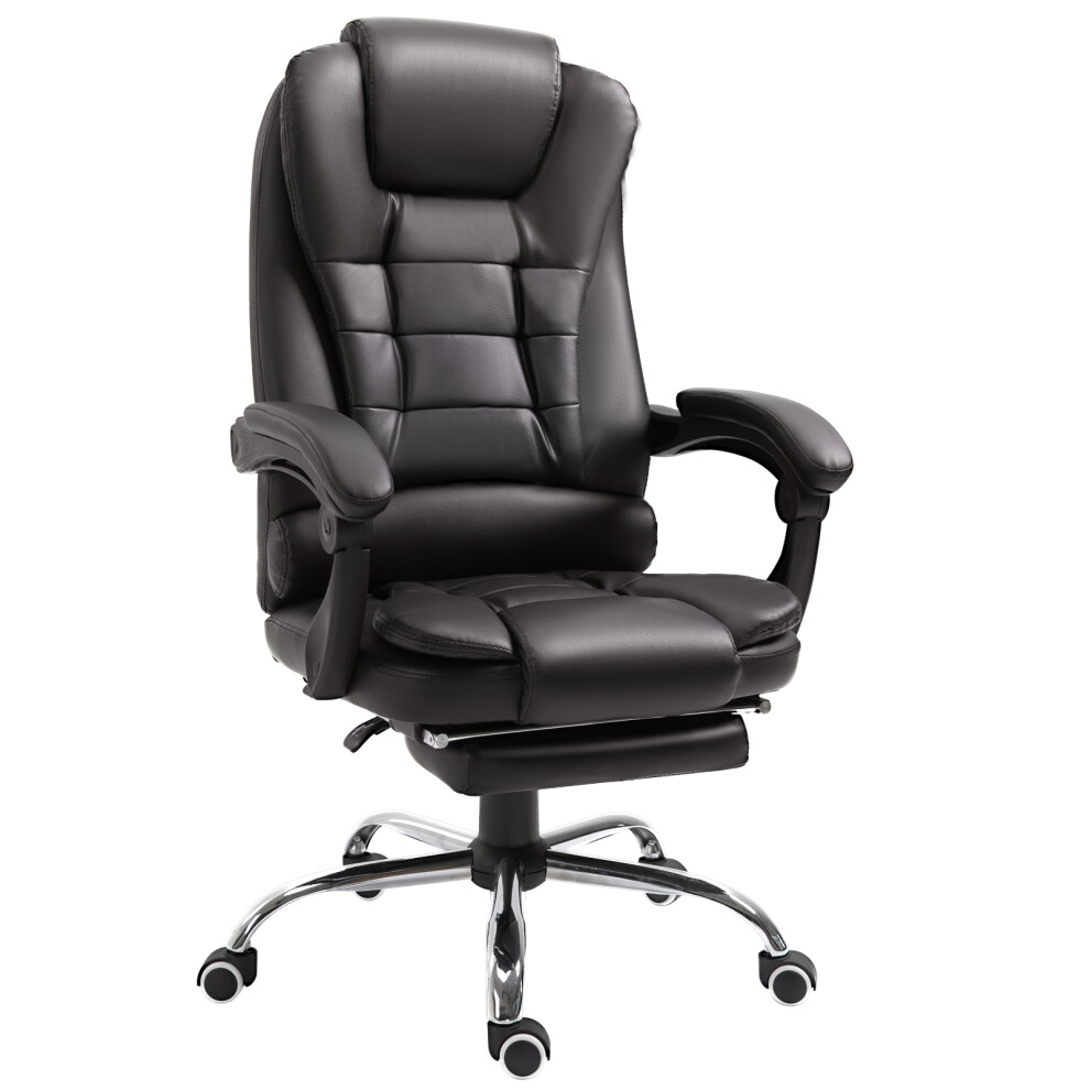Brown PU Leather Office Chair with High Back Reclining Retractable Footrest Adjustable Height & Swivel Function-image-OPC-PMFPVK8-NEW