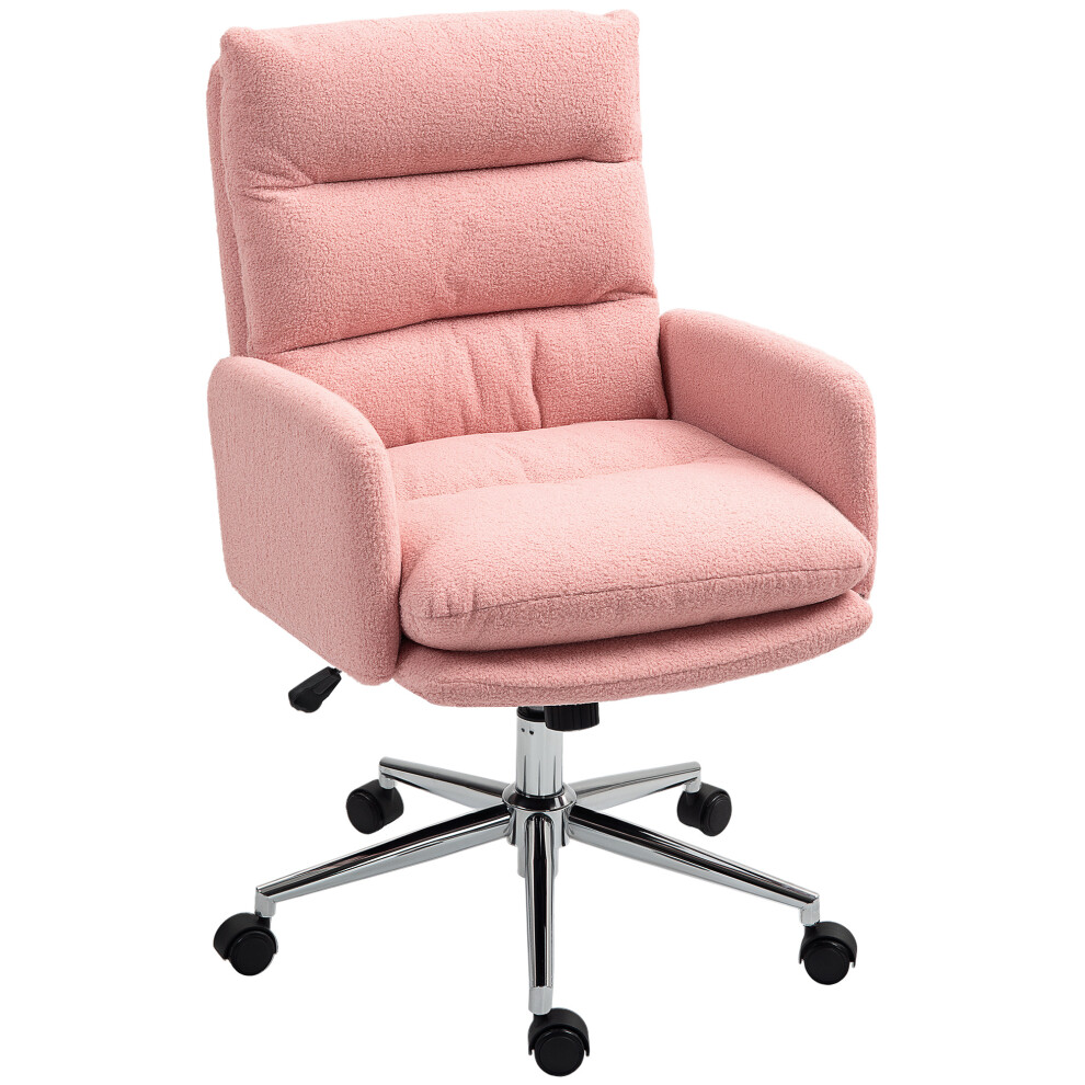 Sherpa Fleece Office Chair pink 91-99cm ergonomic comfortable swivel with adjustable height for home or office use-image-OPC-PMFPW98-NEW