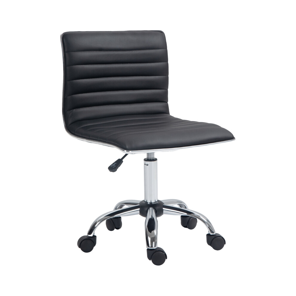 Swivel Office Chair with Adjustable Height and Armless Design Black PU Leather & Chrome Base Mid-Back for Comfort-image-OPC-PMFPX8Z-NEW