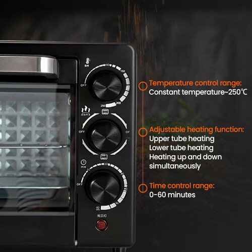 20L Portable Countertop Oven Electric Pizza Oven With Tray Grill Adjustable Temperature Timer Multi Function 2